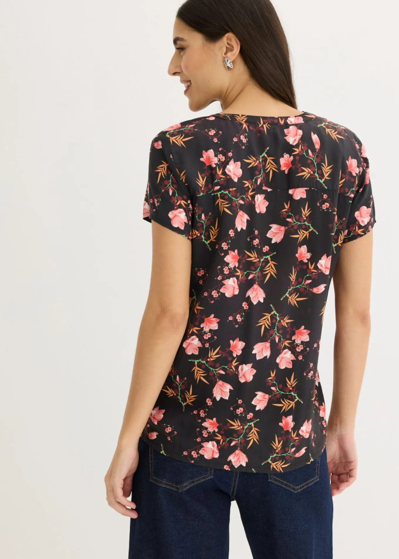 Blusa de manga corta de viscosa pura