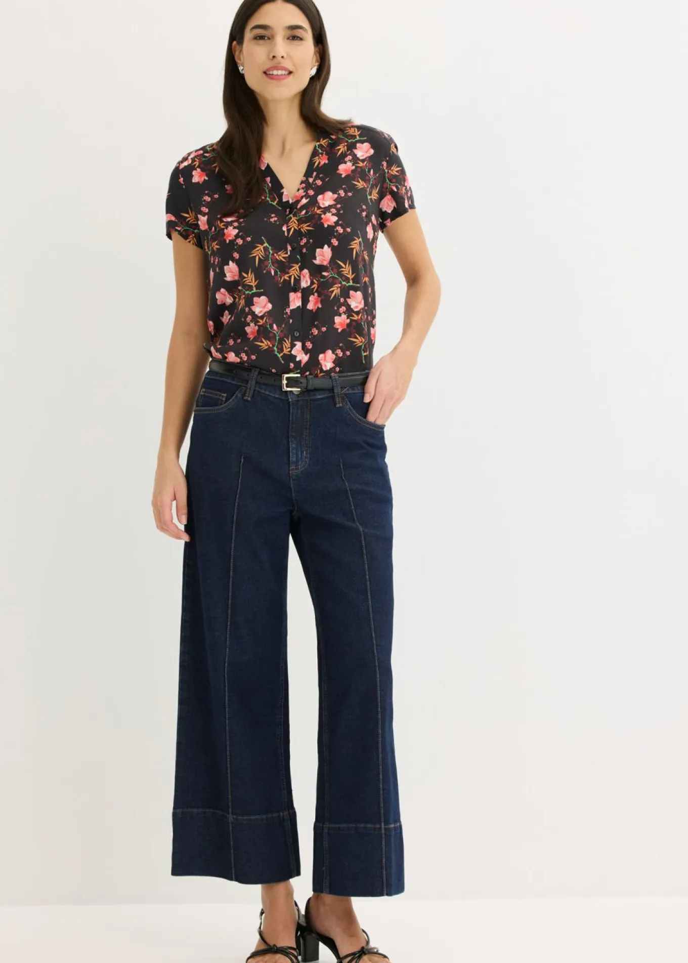 Blusa de manga corta de viscosa pura