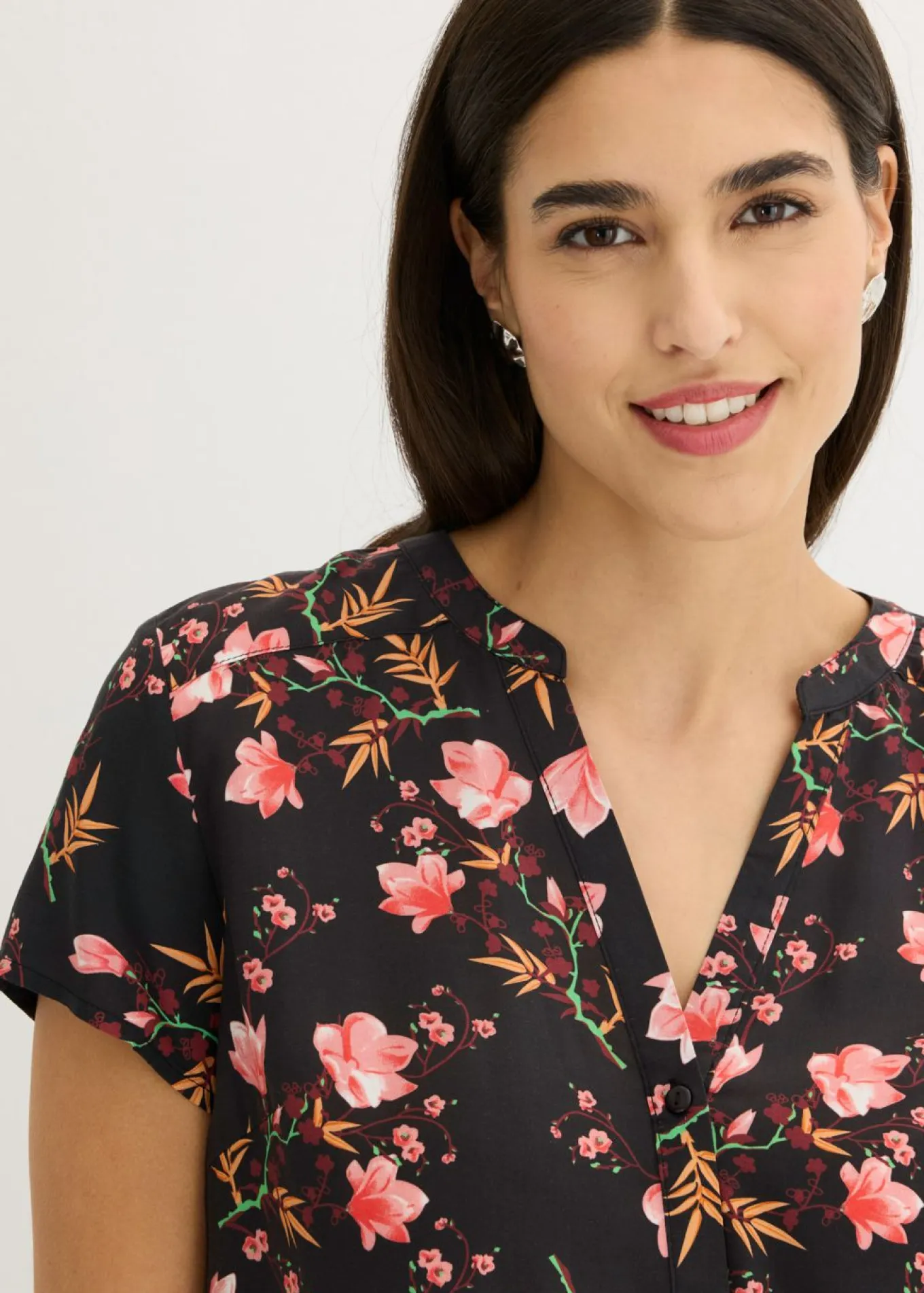 Blusa de manga corta de viscosa pura