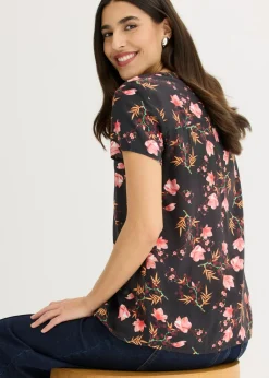 Blusa de manga corta de viscosa pura