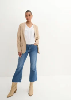 Blusa de manga larga con escote en V de viscosa fluida