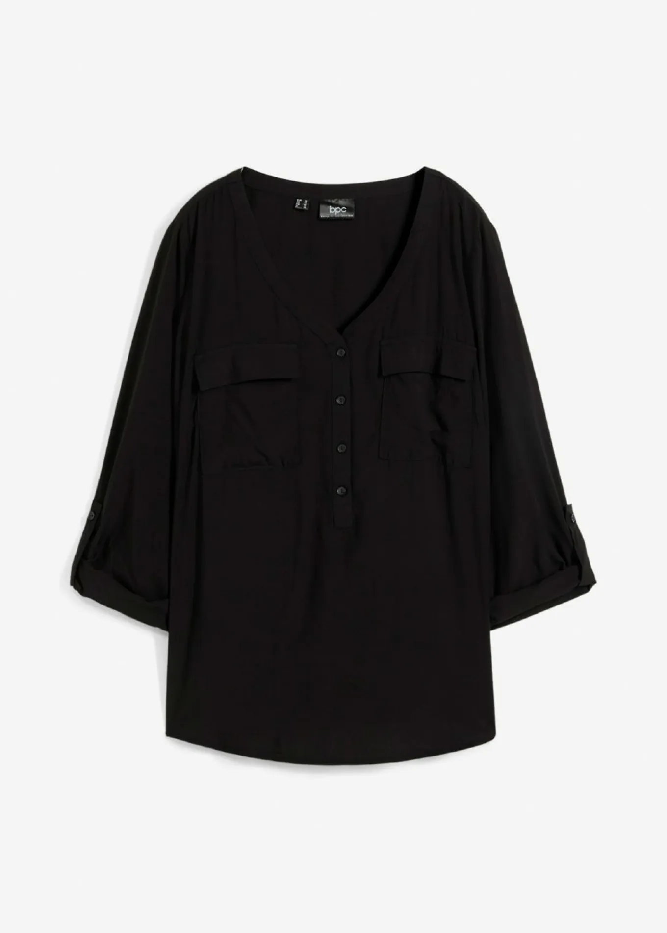 Blusa de manga larga con escote en V de viscosa fluida