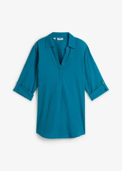 Blusa de mangas 3/4 con lino
