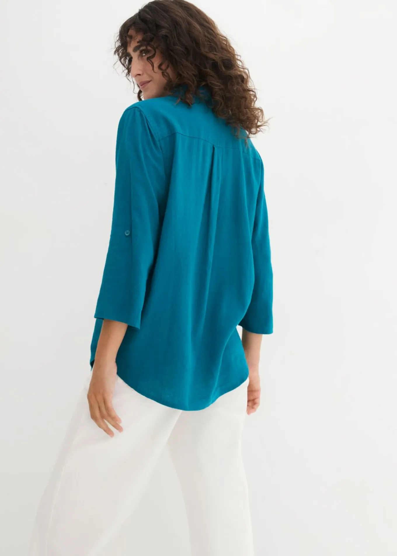 Blusa de mangas 3/4 con lino
