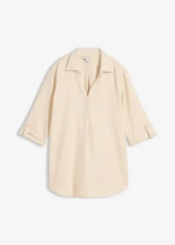 Blusa de mangas 3/4 con lino