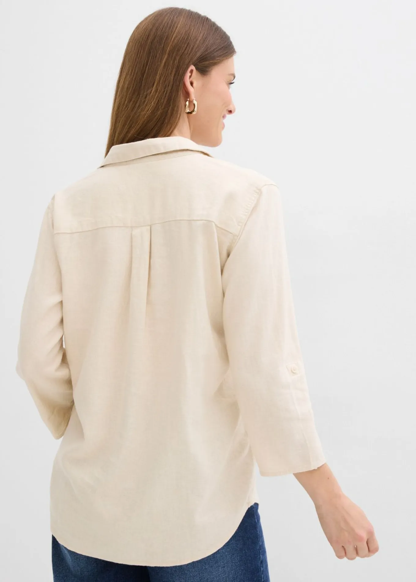 Blusa de mangas 3/4 con lino