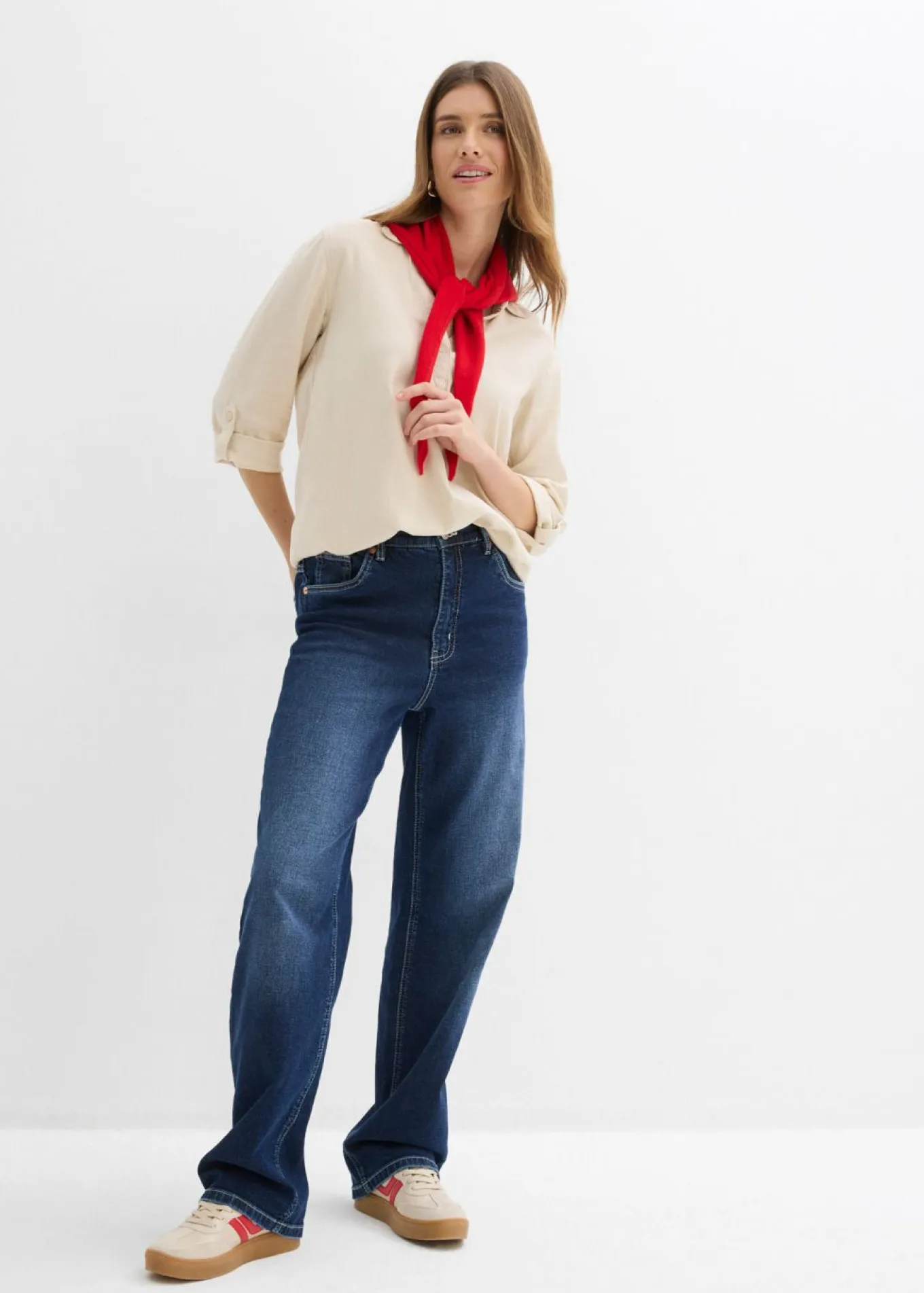 Blusa de mangas 3/4 con lino