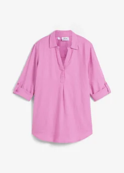 Blusa de mangas 3/4 con lino
