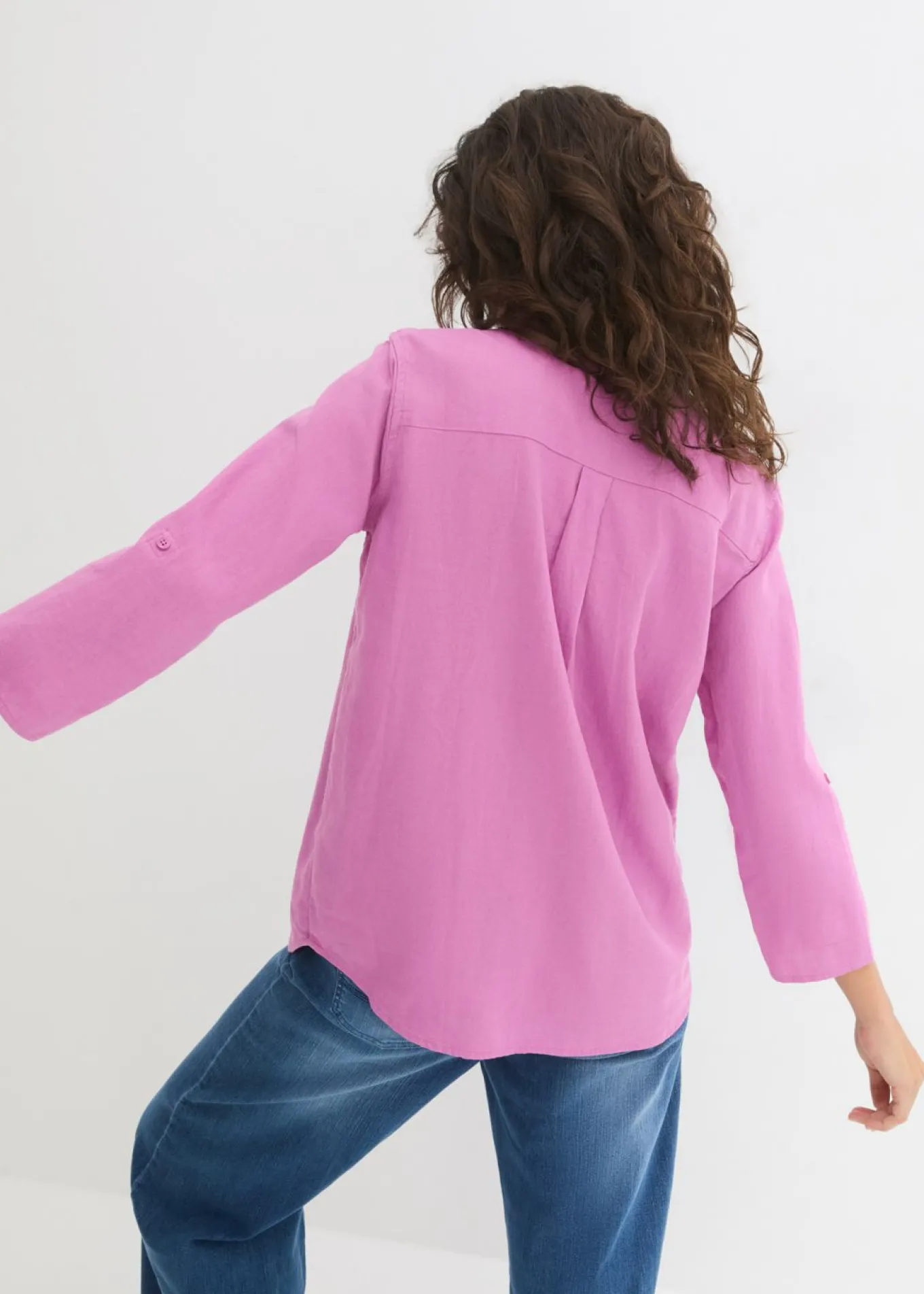 Blusa de mangas 3/4 con lino