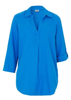 Blusa de mangas 3/4 con lino