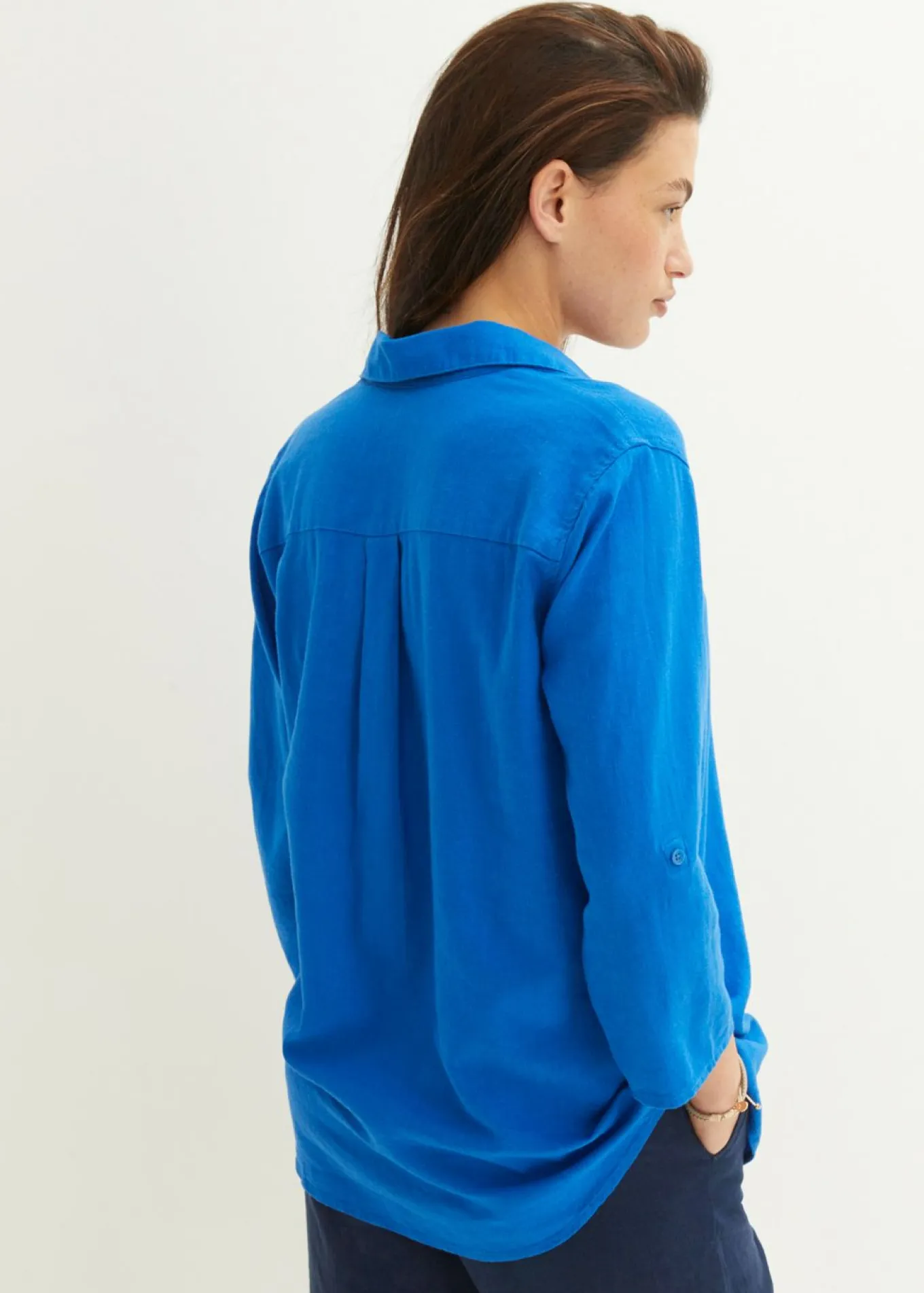 Blusa de mangas 3/4 con lino