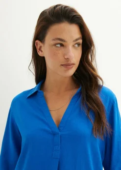 Blusa de mangas 3/4 con lino