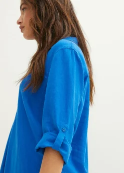 Blusa de mangas 3/4 con lino