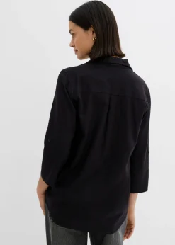Blusa de mangas 3/4 con lino