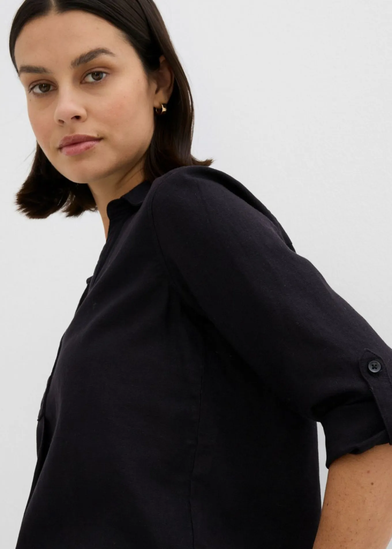Blusa de mangas 3/4 con lino