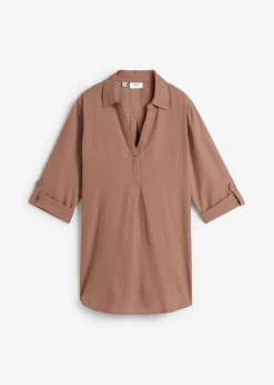 Blusa de mangas 3/4 con lino