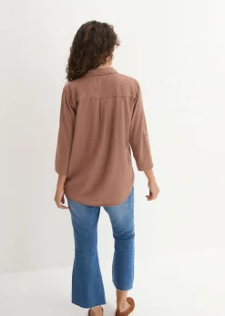 Blusa de mangas 3/4 con lino