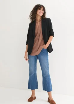 Blusa de mangas 3/4 con lino