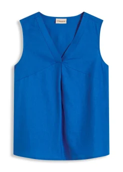 Blusa de mezcla de lino vaporoso