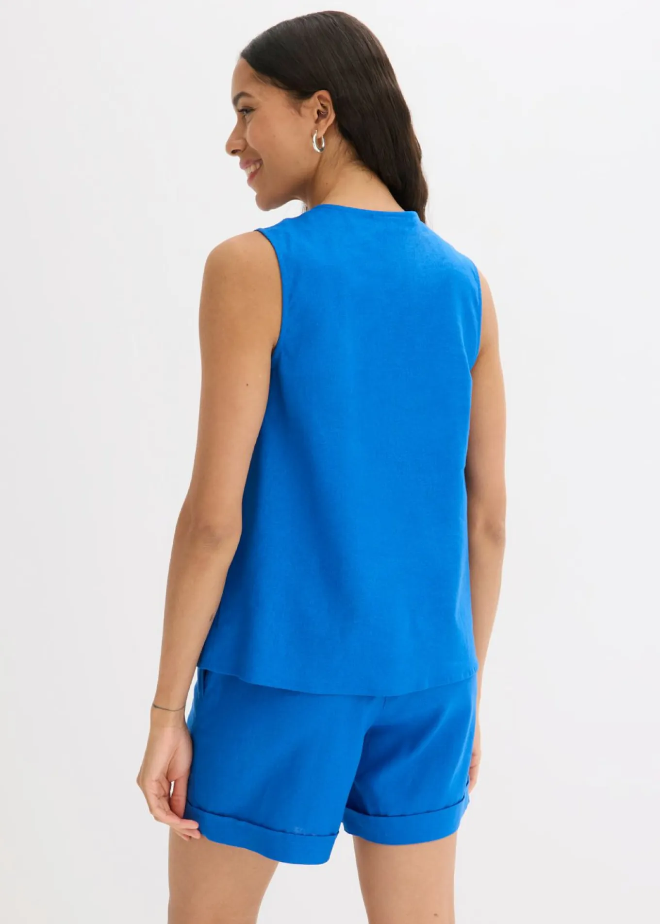 Blusa de mezcla de lino vaporoso