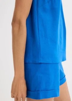 Blusa de mezcla de lino vaporoso
