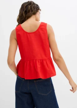 Blusa de mezcla de lino vaporoso