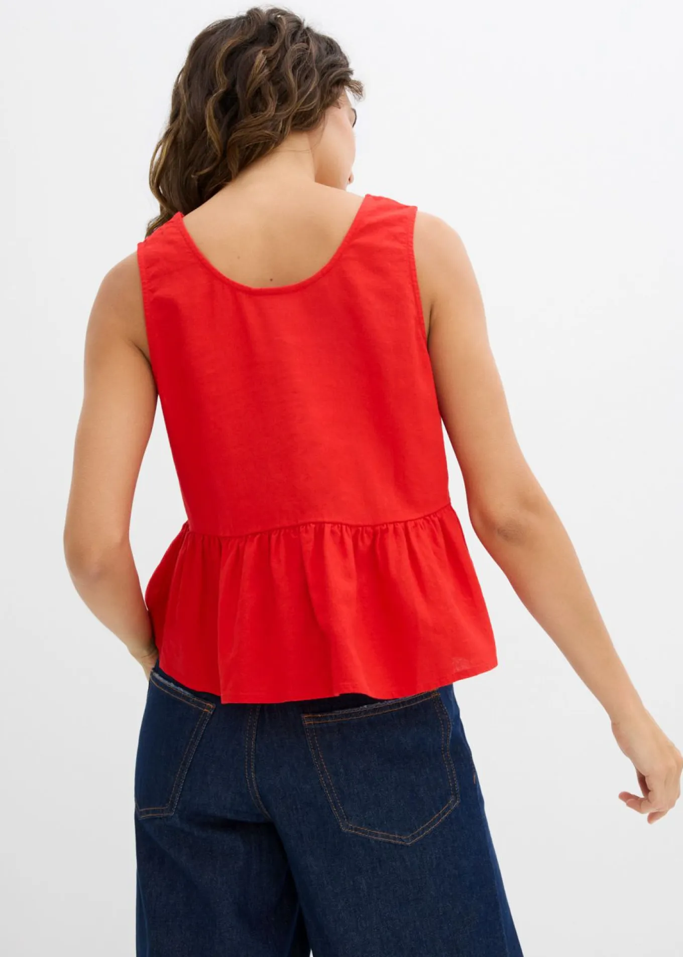 Blusa de mezcla de lino vaporoso