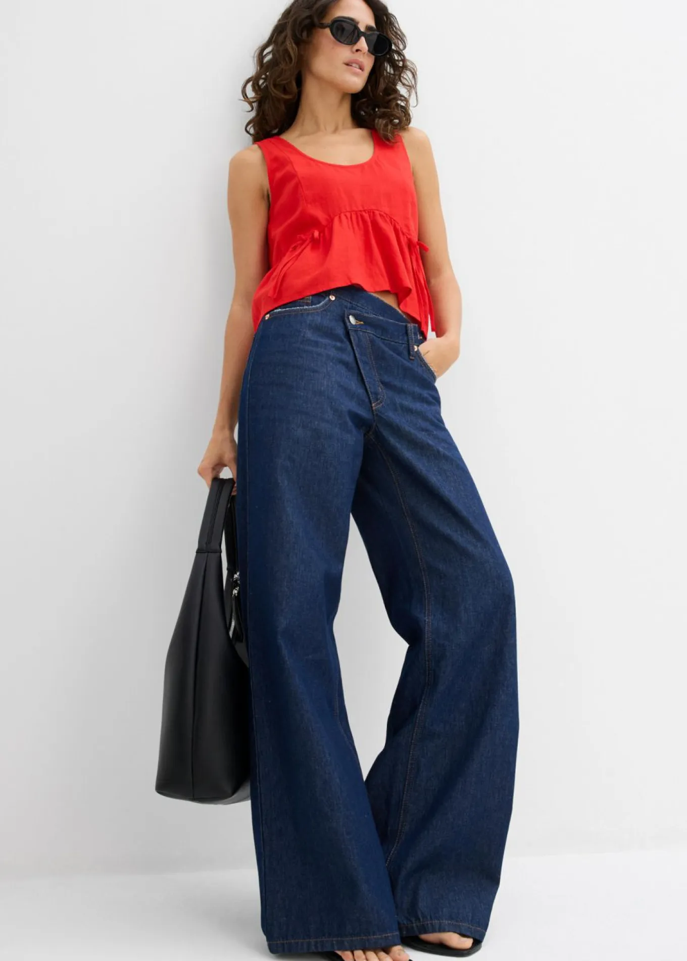 Blusa de mezcla de lino vaporoso