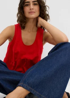 Blusa de mezcla de lino vaporoso
