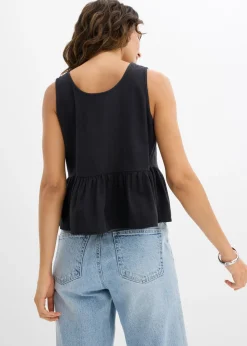 Blusa de mezcla de lino vaporoso