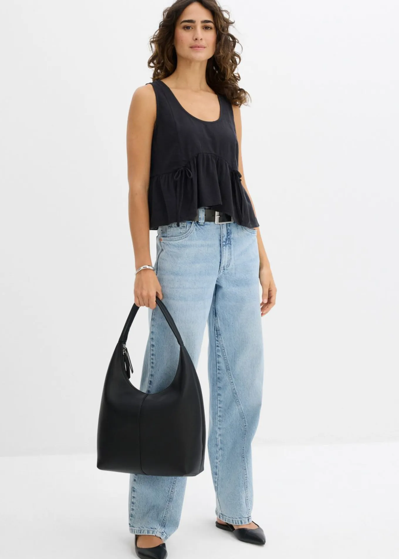 Blusa de mezcla de lino vaporoso