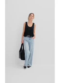 Blusa de mezcla de lino vaporoso