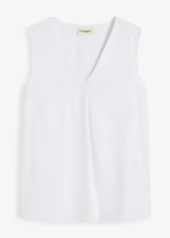 Blusa de mezcla de lino vaporoso