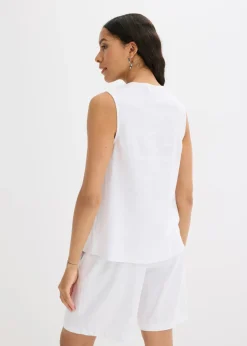 Blusa de mezcla de lino vaporoso