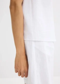 Blusa de mezcla de lino vaporoso