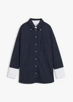 Blusa de mezcla de viscosa con raya diplomática