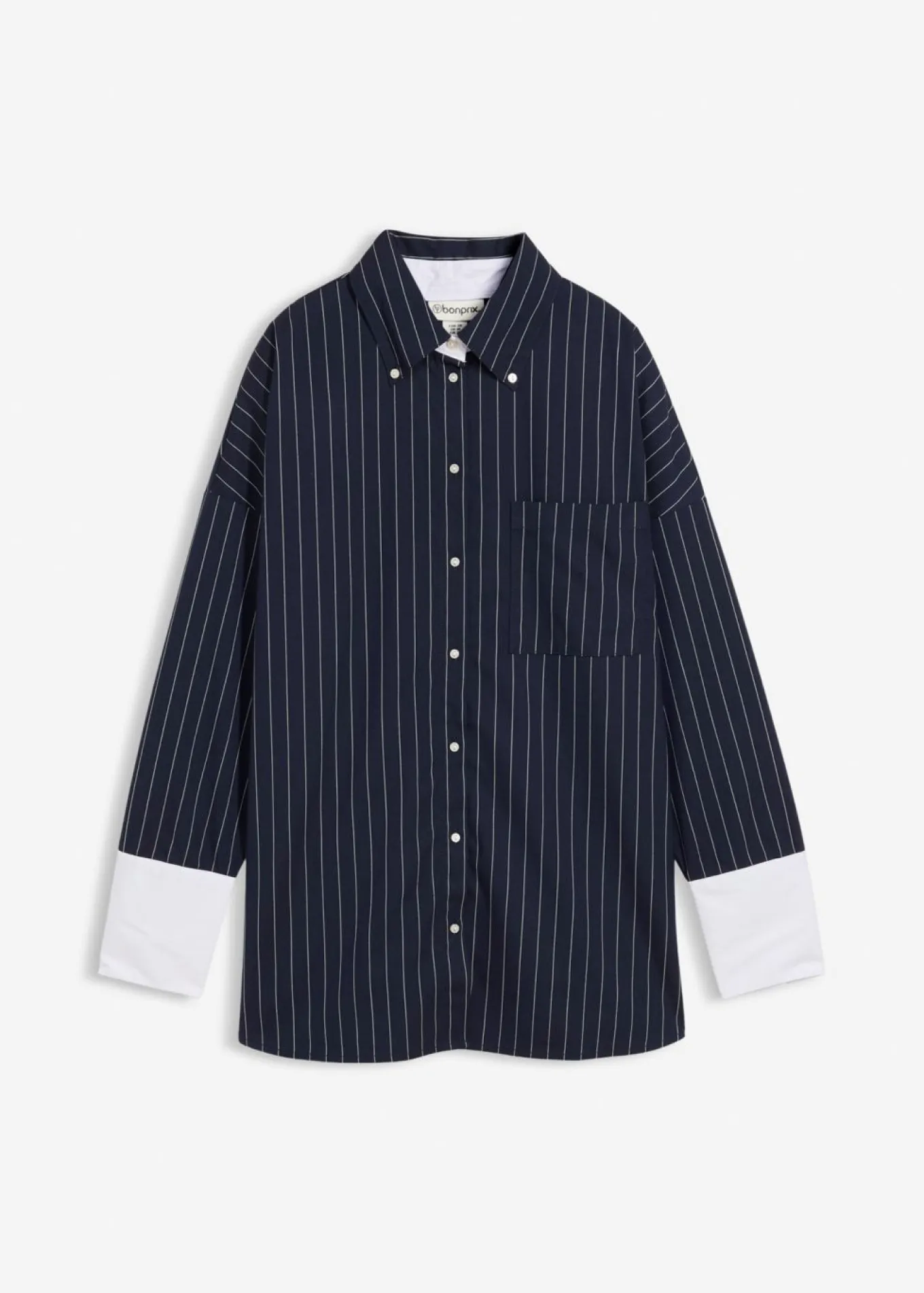 Blusa de mezcla de viscosa con raya diplomática