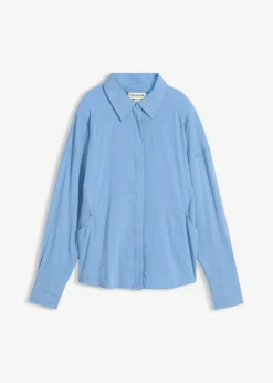 Blusa de mezcla de viscosa con bolsillos
