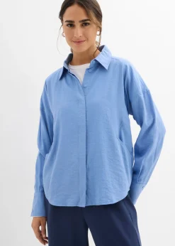 Blusa de mezcla de viscosa con bolsillos