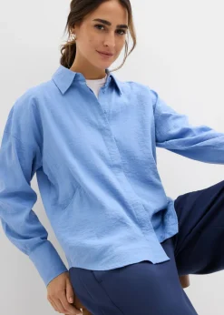 Blusa de mezcla de viscosa con bolsillos