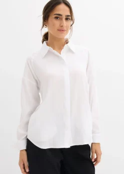 Blusa de mezcla de viscosa con bolsillos