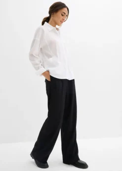 Blusa de mezcla de viscosa con bolsillos