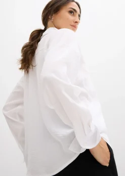 Blusa de mezcla de viscosa con bolsillos