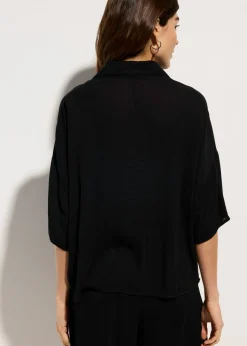Blusa de playa corta de viscosa fluida
