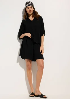 Blusa de playa corta de viscosa fluida