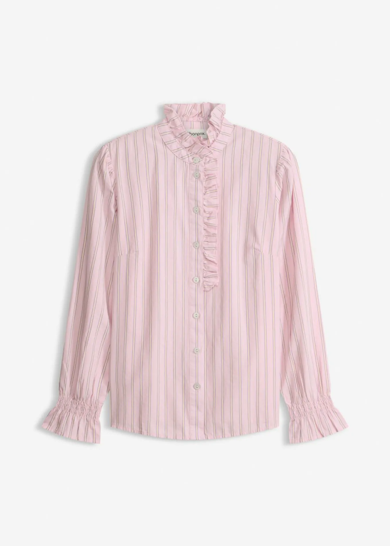 Blusa de popelín con volantes en el cuello