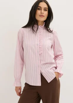 Blusa de popelín con volantes en el cuello