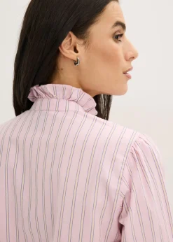 Blusa de popelín con volantes en el cuello