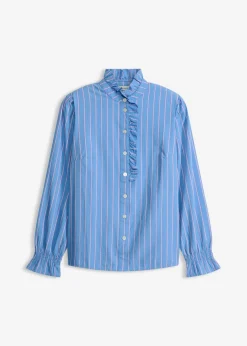 Blusa de popelín con volantes en el cuello