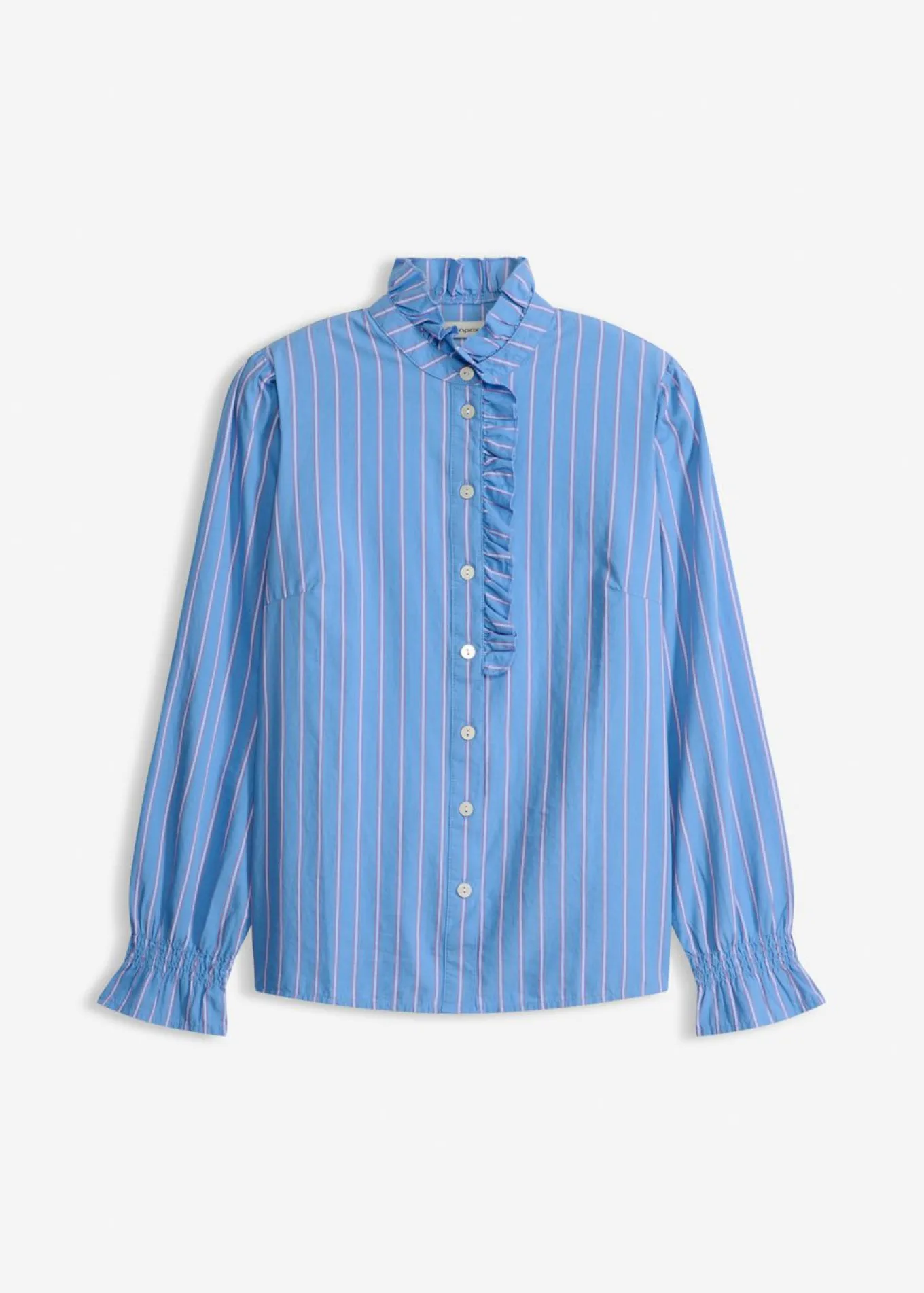 Blusa de popelín con volantes en el cuello